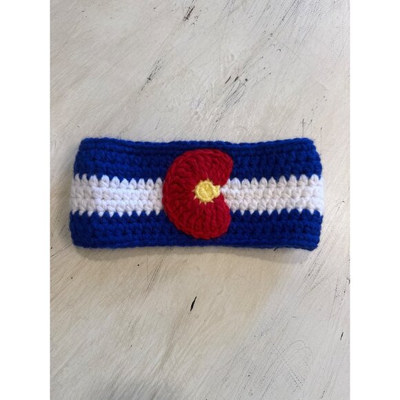 Wild Hats Knit Blue & White Headband With Colorado C Design - Picture 1 of 5